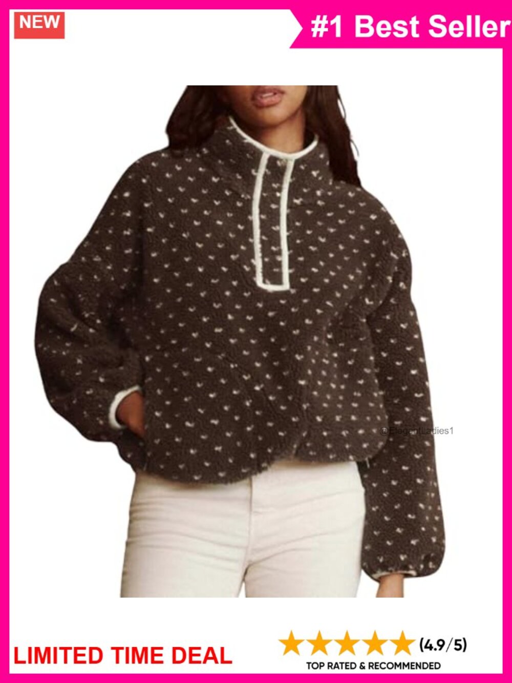 Women's Fleece Sweatshirt Half Zip Sherpa Pullover Funnel Neck Hiking